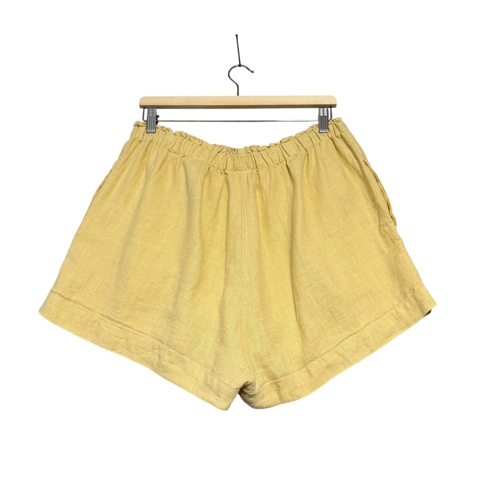 Shelter | Eva Shorts in Butter Yellow 100% Linen Elastic Waist Size XL - Picture 6 of 15